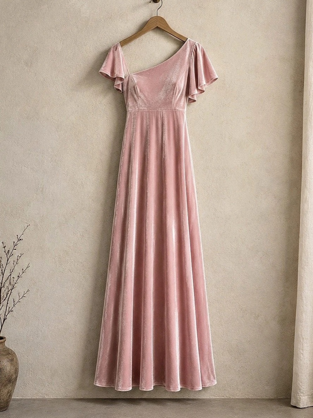 By Design June Velvet Flutter Sleeve Maxi Dress